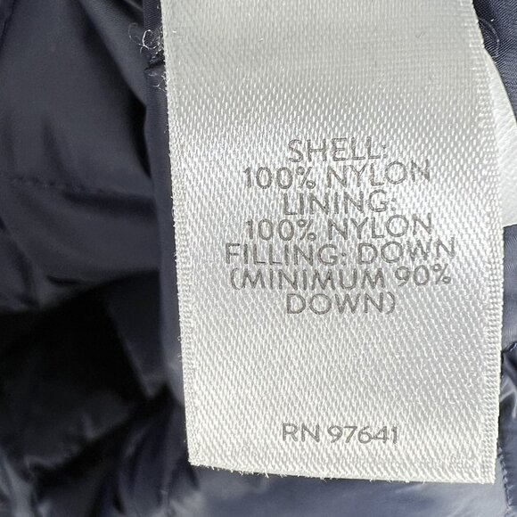 J. Jill Womens Lp Navy Diamond Quilted Down Puffer Jacket Corduroy Trim Snap Up - Picture 13 of 15